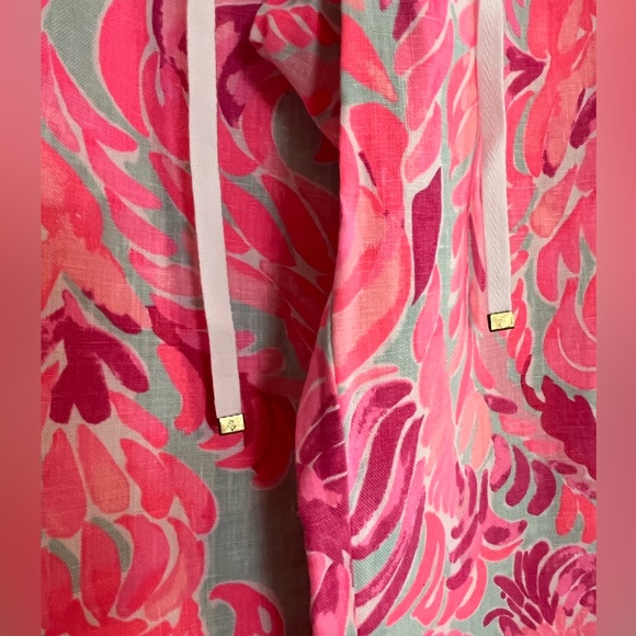 🦩 LILLY PULITZER | L | BEACH PANT | Luxurious LINEN!! | Flamingos 🦩 - Picture 2 of 16